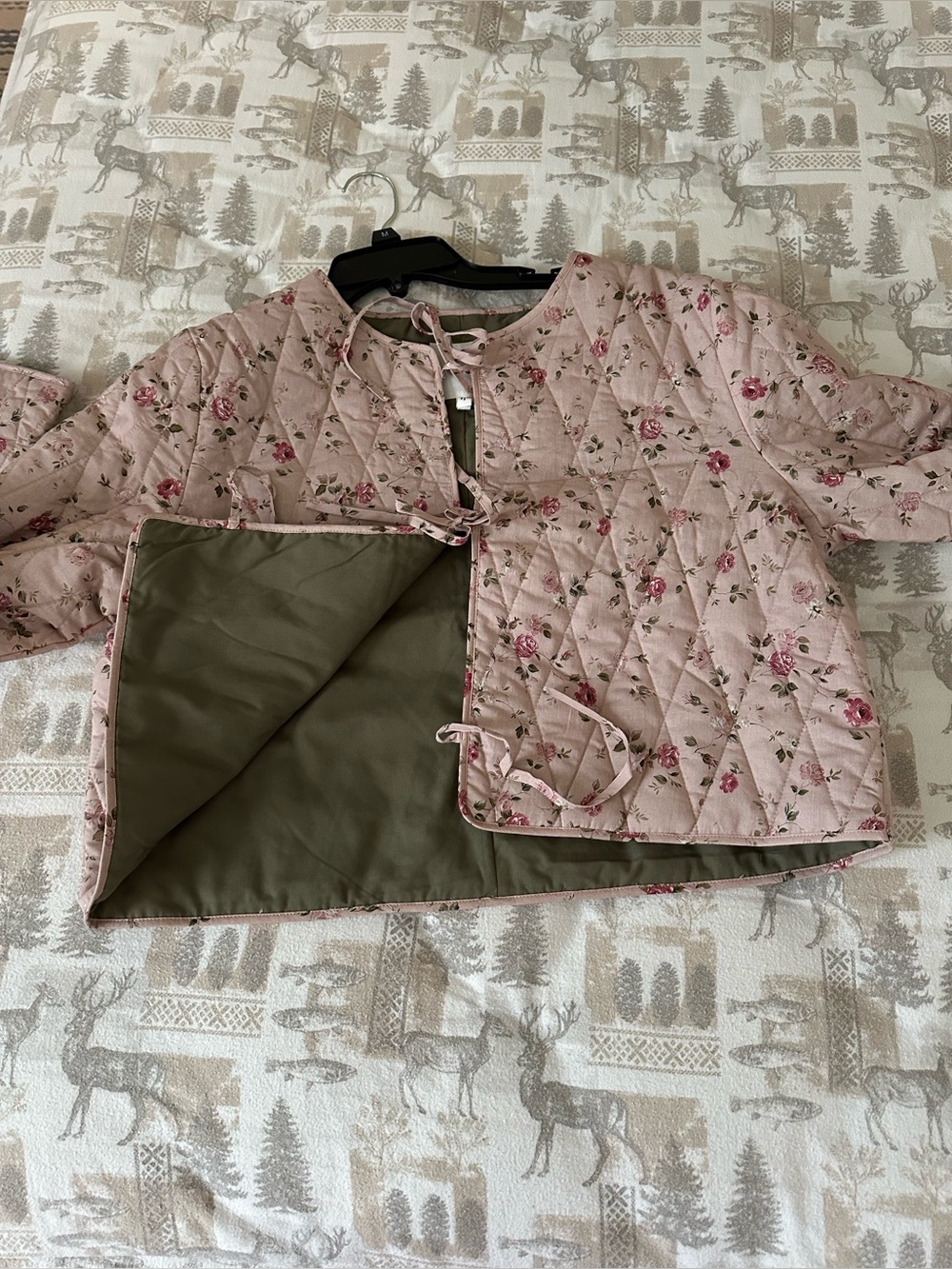 Avec Les Filles Quilted Floral Tie-Front Jacket - Light Pink. Size X-Large. NWT - Picture 13 of 13